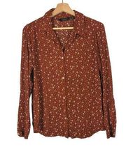 & Other Stories Rust Orange Dot Floral Long Sleeve Button Down 4