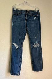 Judy Blue Jeans Straight Fit Distressed Knee Women 15/32  Stretch Denim