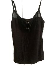 Guess black spaghetti strap tank top with lace and buckle decoration size small