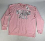 NWT MSU Michigan State University Women's XL Pink Sweatshirt Spartans $60 MSRP