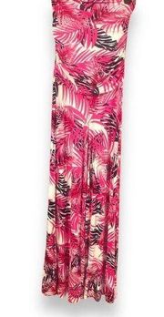 NWOT! HOURGLASS LILLY Navy Pink Tropical Palm Leaf Print Strapless Jumpsuit