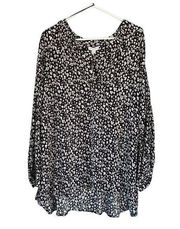 0307 Carolina Belle Montreal Black White Flowy Gauzy Blouse Size 3X