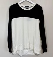 Look Women’s Color Block Pullover Sweater Black & Ivory NWT