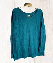 Dark Teal Textured Sweater Wm 1X