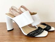 black and white heel sandals