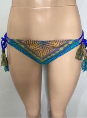 New. BECCA blue lace bikini bottom. Medium.