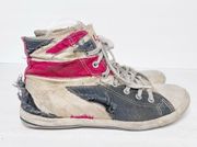 Vintage Y2K Delias by Dolls Kill British Flag Canvas High Top Sneakers Size 9