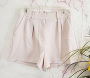 BCBGMaxazria High-Waisted Pleated Belted Light Pink Shorts