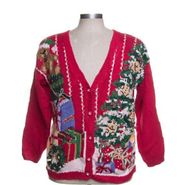 VINTAGE 90s Tiara International Christmas Holiday Cardigan Sweater Womens Medium