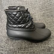 Sperry Women's Saltwater Quilted Lux Rain Duck Boot Black Matte Women’s Size 9