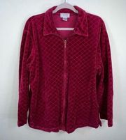 Jennifer Moore Vintage Diamond Pattern Velour Tracksuit Jacket