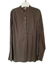 Calypso St. Barth Button Down Blouse Size Small Green Brown