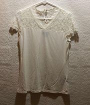 Attention White with Lace T-Shirt Small