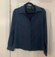 Vintage Teal Suede Textured Button Up