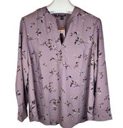 NWT Hilary Radley Dusty Pink Floral Vneck Blouse Office Career Size XXL