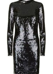 Stella McCartney black sequined long-sleeve fully-lined form-fitting dress