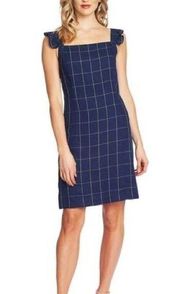 CeCe Navy Blue & Green Windowpane Jumper Dress