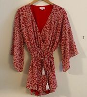 Pink Lily Red Lily Floral Belted Romper!