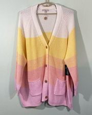 Women Within Women's Warm Colors Springtime Ombre Shaker Cardigan Sz 5X NWT