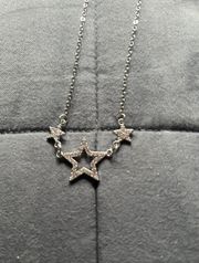 Silver and Clear Rhinestone 3 Star Necklace