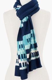 Talbots blue stripe fair isle scarf NWT