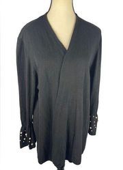 Lane Bryant Women’s Black Cotton Blend Cardigan W/ Faux Pearls Size: 18/20