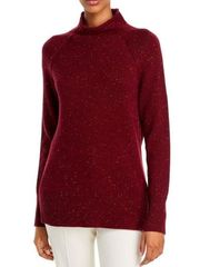 Theory $435 Cashmere Donegal Maroon Turtleneck Sweater