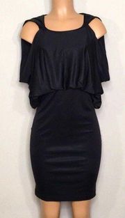 CHARLES HENRY black dress with drape bodice. New