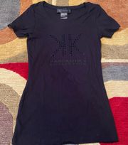 Kardashian Collection Black Rhinestone Logo Graphic T Shirt Top Size XS