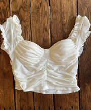 Mono b Soft White Ruffled Shirt