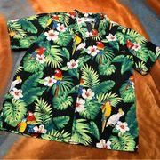 Vintage Alohawears Hawaiian Button up shirt XL Birds Palms Made in Hawaii