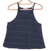 Monteau Blue Lace High Neck Spaghetti Strap Top Sz  L