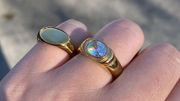 Diamond Ring, Gold Signet Ring, Cubic Zirconia Ring