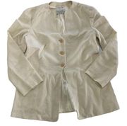 Tous Les Jours Blazer Womens 8 Cream 3 Button Long Sleeve Jacket Coastal Italy