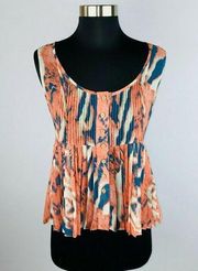 BB Dakota Womens XS Sleeveless Baby Doll Tank Top Splotchy Artsy Print