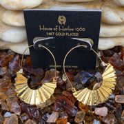 HOUSE OF HARLOW 1960 | 14k GOLD PLATED FANNED DROP EARRINGS. NEW!