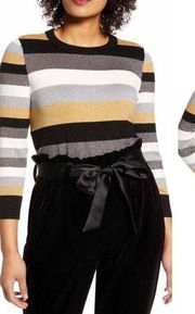 Halogen x Atlantic-Pacific Nordstrom Metallic Stripe Sweater in Metallic Marina