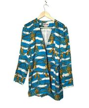 Vintage Maggie London silk open front belt and rope print cardigan blazer