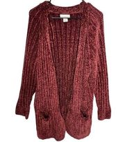 Cynthia Rowley Super Soft Maroon Open Cardigan With Pockets