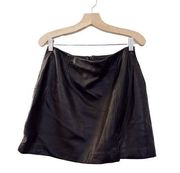 Vintage Express Leather Mini Skirt Biker Goth Slit Dark Academia