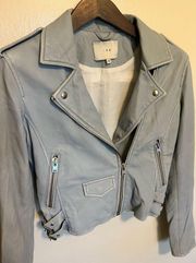 IRO Ashville Blue Leather Moto Jacket