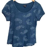 Lucky Brand Blue Paisley T-Shirt Short Sleeves - medium