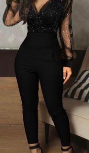 Black Glitter Jumpsuit