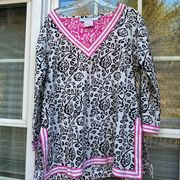 GRETCHEN SCOTT Spring Floral Tunic Top Blouse Size XL