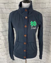 Notre Dame league collegiate wear women L button up sweatshirt jacket 