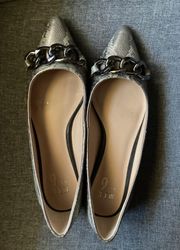 Mix No. 6 Silver Metallic Pointed Incil Chain Flats, 8.5