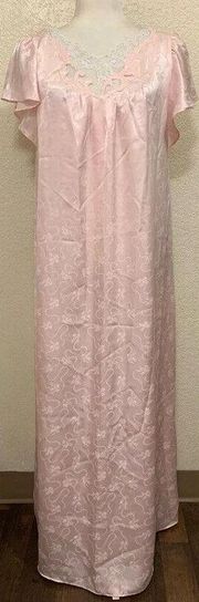 Natori Neiman Marcus Vintage 80s Pink Lace Maxi Nightgown