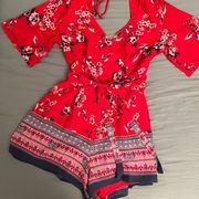 Red Floral Romper