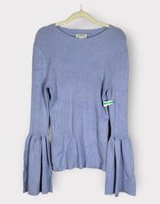 Carmen Carmen Marc Valvo Lavender Ribbed Knit Bell Sleeves Sweater Med NWT