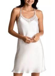 Linea Donatella satin white soft pink trim “Mrs.” Bridal Nighty/robe set Large